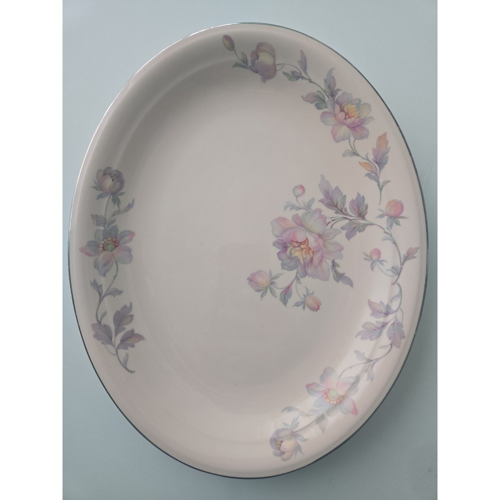 Limoges Peach Blo Silver Moon Oval Serving Platter Floral‎ Vintage